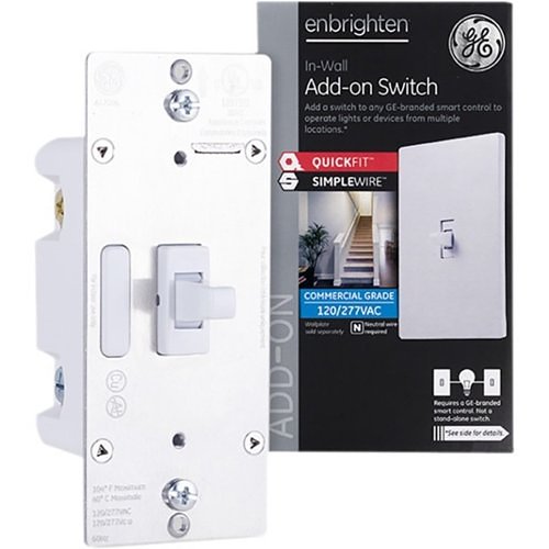 Enbrighten Add-On Switch with QuickFit and SimpleWire, Toggle, White