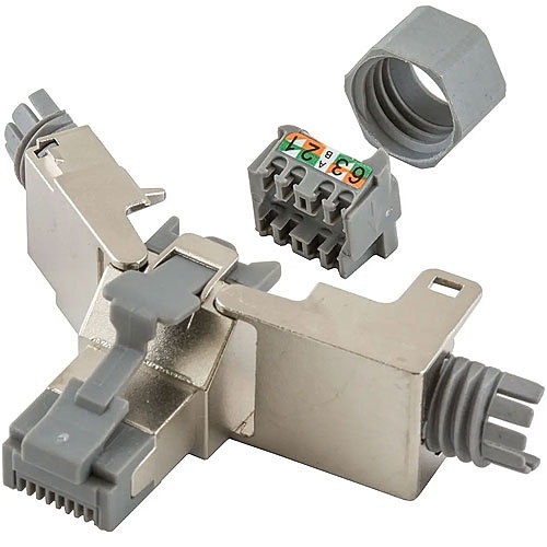 Hubbell SP6 CAT6 Plug with Cobra-Lock Termination, Silver
