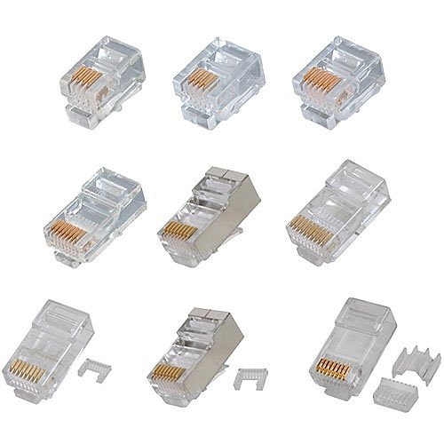 Quest NMP-8225 Modular Plugs, CAT5e, RJ45 (8P8C), Round, Solid, 50 U Gold, 100-Pack