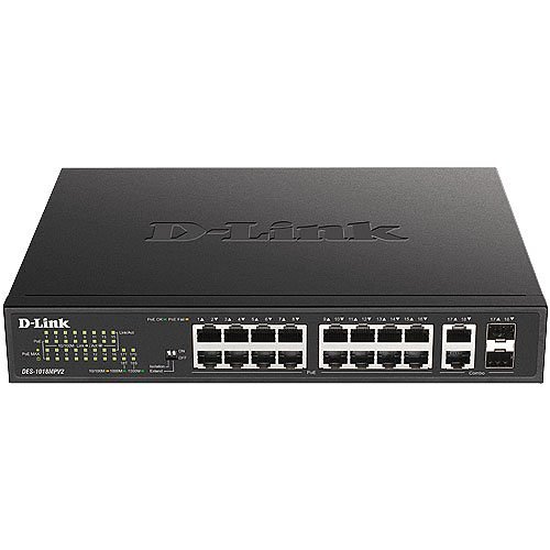 D-Link DES-1018MPV2 18-Port 10/100BASE-TX PoE Unmanaged Switch