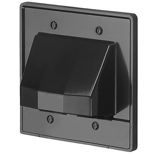 Arlington CER2BL The Scoop, Reversible Two-Piece Low-Voltage Cable Entrance Plate, 2-Gang, Black, 1-Pack