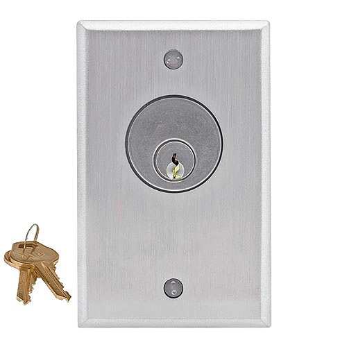 Camden CM-1120-60KD Key Switch, Single Gang, SPDT N/O & N/C Momentary with Aluminum Faceplate & Mortise Cylinder