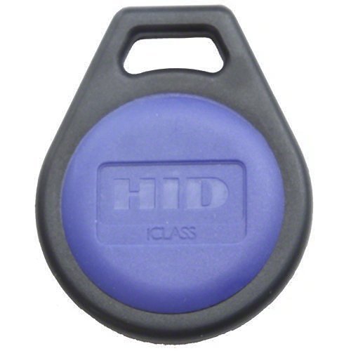 HID 2050HNNSN-PACK50 iCLASS Key II 2K/2 Contactless Smart Key Fob, SIO + Standard iCLASS, Programmed, Sequential Numbers, Black with Blue Insert, 50-Pack