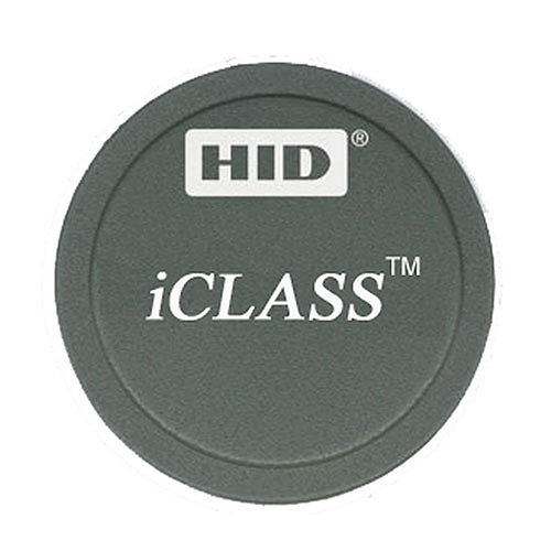 HID 3300PKSMN iCLASS 2k SE Smart Tag, SIO Programmed,  Sequential Matching Encoded/Printed (Inkjetted), Black with HID Standard Artwork and Adhesive Backing