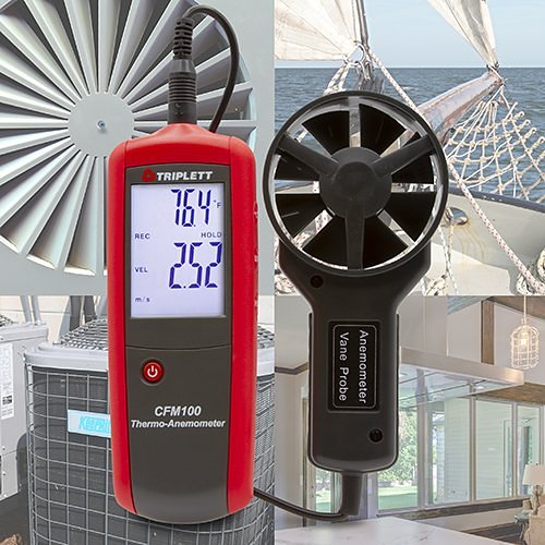 Triplett CFM100 CFM-CMM Thermo-Anemometer: Measures Air Velocity, Air Flow & Air Temperature