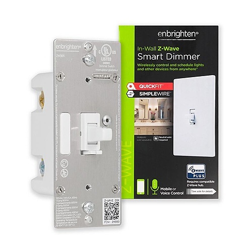 GE 46204 Z-Wave Plus In-Wall Smart Dimmer, White Toggle, 500S, Chassis 2.0 for 14295
