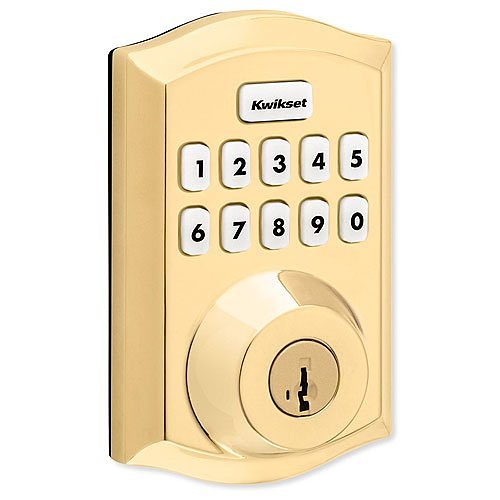 Kwikset HC620 CNT ZW700 Home Connect 620 Contemporary Keypad Connected Smart Lock with Z-Wave Technology, Brass