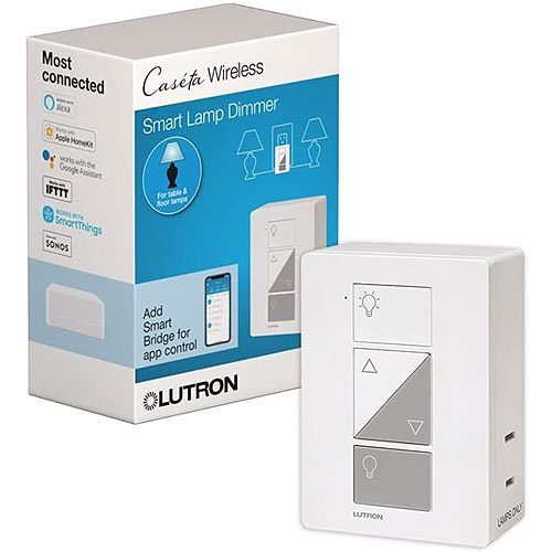 Lutron PD-3PCL-WH Caseta Smart Home Plug-in Lamp Dimmer Switch, Works with Alexa, Apple HomeKit, and The Google Assistant, White