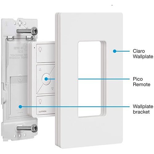 Lutron PICO-WBX-ADAPT Caseta Wireless Wallplate Bracket for Pico Remote, Clear