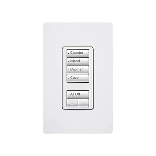 Lutron RRD-HN4S-WH RadioRA 2 seeTouch Wall-Mount CL Hybrid Keypad - 4 Scene w/ Raise-Lower, White