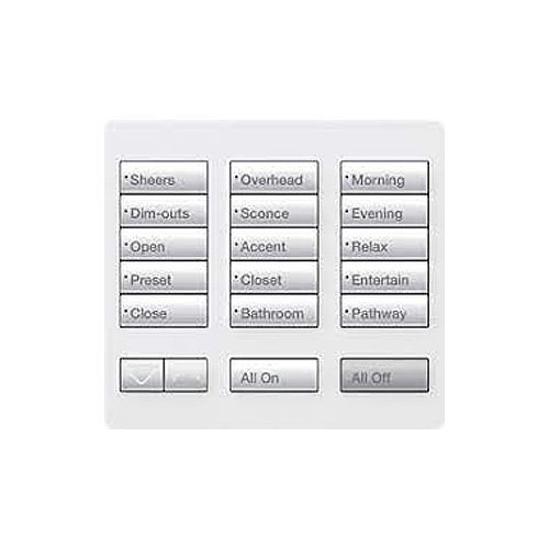 Lutron RR-T15RL-SW RadioRA 2 Tabletop Designer Keypad - 15 Buttons with Raise/Lower, Snow White