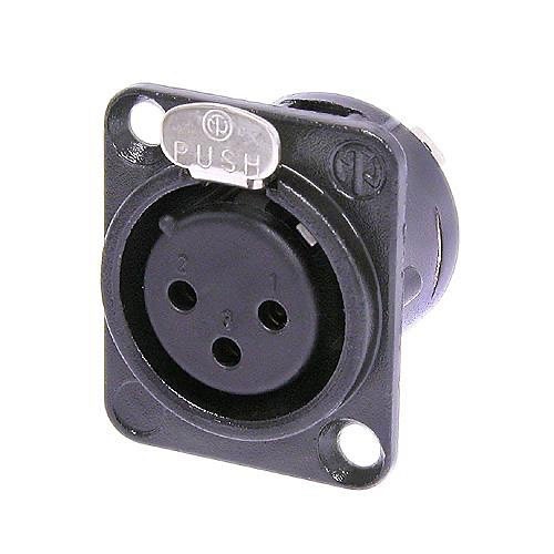 Neutrik NC3FD-L-B-1 DL Series 3-Pin Female Receptacle with Universal D-Sized Metal Body, Gold Contacts, Black Metal Housing