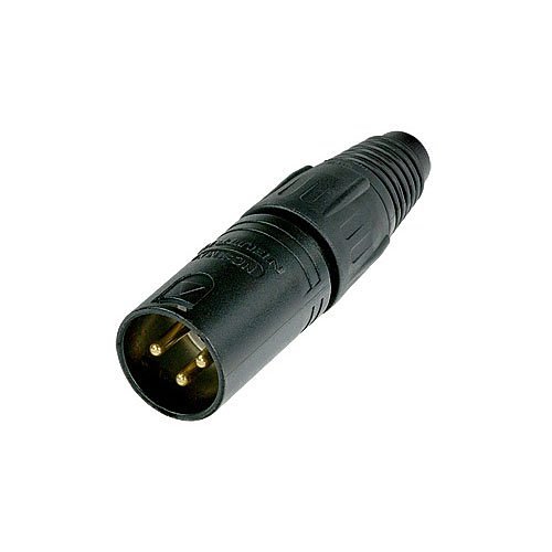 Neutrik NC3MX-B RX Series 3 Pole Male Cable Connector with Black Metal Housing and Gold Contacts