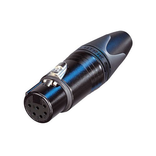 Neutrik NC6FXX-B 6 Pole Female Cable Connector with Black Metal Housing and Gold Contacts
