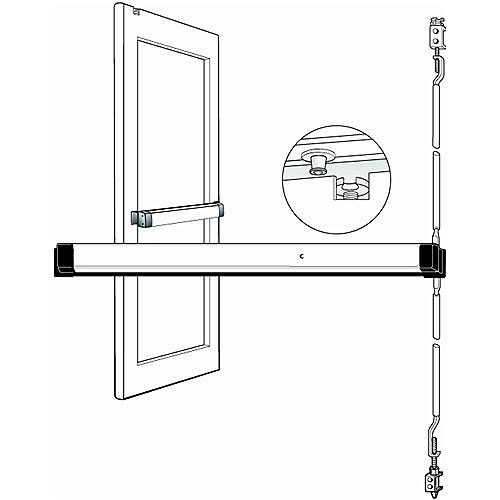 Adams Rite 8611-42 Narrow Stile Concealed Vertical Rod Exit Device, 42", Clear Anodized