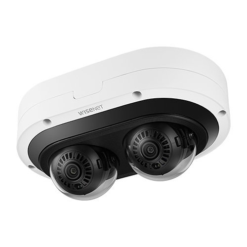 Hanwha PNM-12082RVD 6MP 2-Sensor Outdoor Multidirectional Vandal Rated IR WDR IP Dome Camera, 3.4-6.8mm Lens