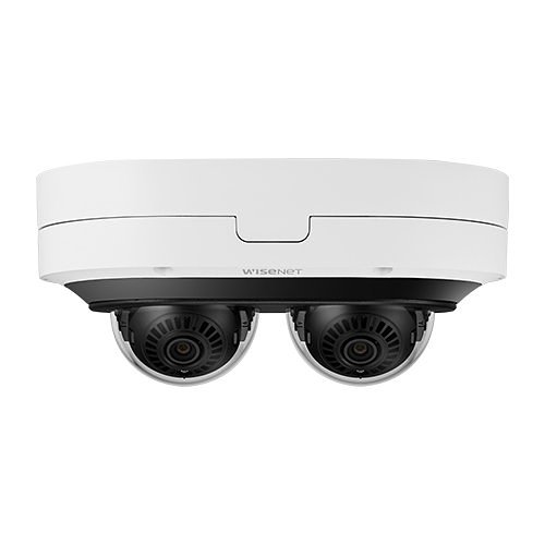 Hanwha PNM-12082RVD 6MP 2-Sensor Outdoor Multidirectional Vandal Rated IR WDR IP Dome Camera, 3.4-6.8mm Lens