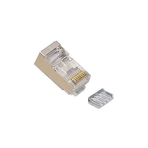 Platinum Tools 106206J RJ45 (8P8C) Shielded CAT6 2-Piece Connector with Liner, Round Solid, 3-Prong, 100-Piece Jar