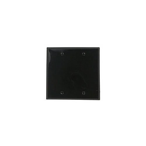 Leviton 80725-E 2-Gang No Device Blank Wallplate, Standard Size, Thermoplastic Nylon, Box Mount, Ebony
