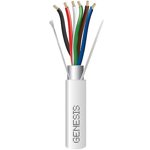 Genesis 22161001 18/6 Stranded Shielded Riser Cable, 1000' (304.8m) Reel, White