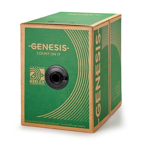 Genesis 43061103 18/2 Solid Riser Fire Cable, 1000' (304.8m) REELEX Pull Box, Orange