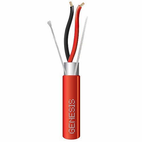 Genesis 4612104A 14 AWG 2C Stranded Shielded Plenum Fire Cable, 1000' (304.8m) Reel, Red with Orange Stripe