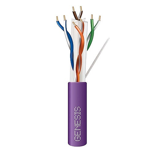 Genesis 50922110 CAT6 Plus Riser Cable, 23/4 Solid BC, U, UTP, CMR, FT4, 1000' (304.8m) REELEX Pull Box, Purple