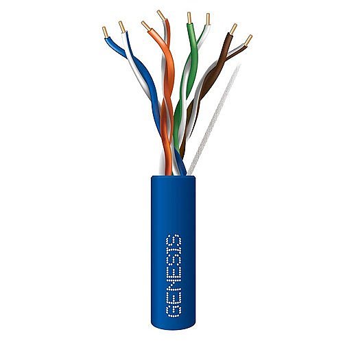 Genesis 63301106 CAT5e Non-Plenum Cable, 24/4 Solid BC, U, UTP, CM, Sunlight Resistant, 1000' (304.8m) Pull Box, Blue
