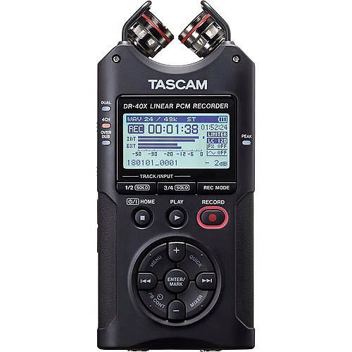TASCAM DR-40X 4-Channel Handheld Recorder with 2-in/2-Out USB Audio Interface and 2 Condenser Built-In-Microphones