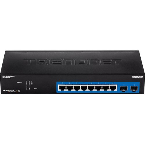 TRENDnet 8 Port Gigabit Web Smart Switch, 10/100/1000 Mbps, SFP, rack mountable, fanless