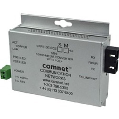ComNet Industrially Hardened 100Mbps Media Converter with 48V POE, Mini, "A" Unit