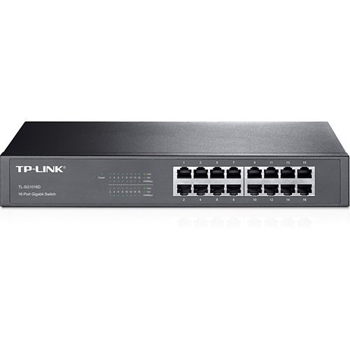 TP-LINK TL-SG1016D 10/100/1000Mbps 16-Port Gigabit 13-inch Rackmountable Switch, 32Gbps Capacity