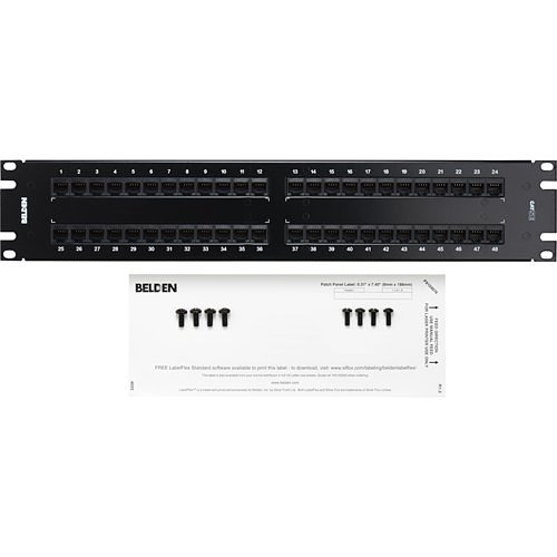 Belden AX103259 CAT5E HD-110 48-Port Patch Panel, 2U RMS, Black