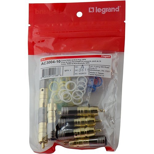 Legrand-On-Q Compression RG6U/Quad Shield RCA Plug, 10pack
