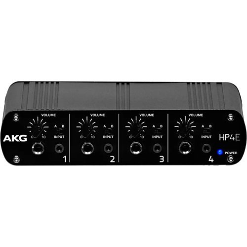 AKG HP4E 4-Channel Headphone Amplifier with 4 Independent High-power Stereo Amplifiers, 2 Stereo Inputs, 1/4" and 1/8" Stereo Outputs per Channel