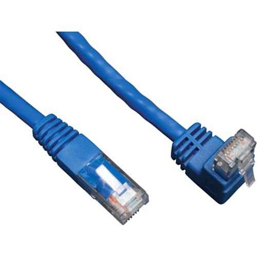 Tripp Lite 3ft Cat6 Gigabit Molded Patch Cable RJ45 Right Angle Up to Straight M/M Blue 3'