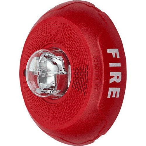 System Sensor PC2RL Systems Sensor L-Series Indoor Selectable Output Horn Strobe, 2-Wire, Ceiling Mount, "FIRE" Marking, Red