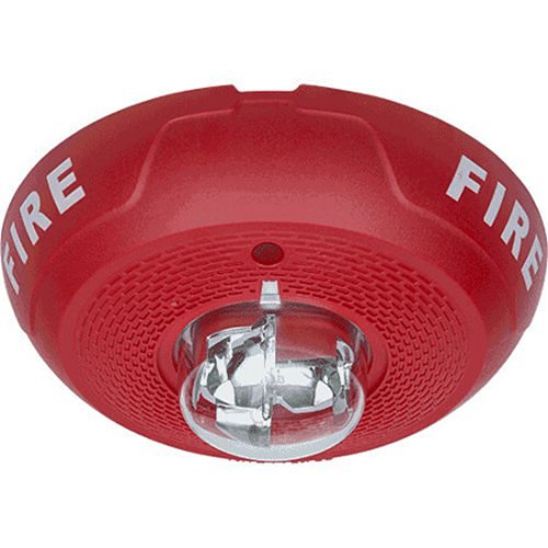 System Sensor PC2RL Systems Sensor L-Series Indoor Selectable Output Horn Strobe, 2-Wire, Ceiling Mount, "FIRE" Marking, Red