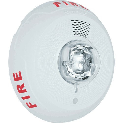 System Sensor PC2WL L-Series Indoor Selectable Output Horn Strobe, 2-Wire, Ceiling Mount, "FIRE" Marking, White (Replaces PC2WH)