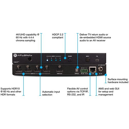 Atlona AT-JUNO-451  JunoX 451 4K UHD Four-Input HDMI Switcher