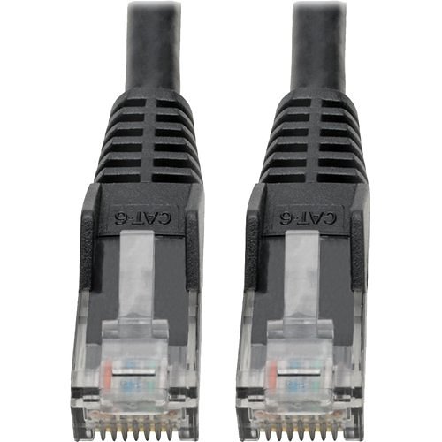 Tripp Lite Cat6 GbE Gigabit Ethernet Snagless Molded Patch Cable UTP Black RJ45 M/M 6in 6"