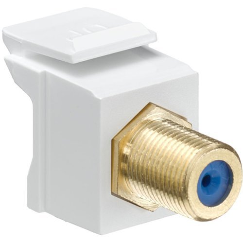 Leviton Feedthrough QuickPort F-Connector, Gold Plated, White Housing