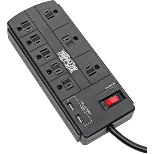 Tripp Lite Surge Protector Power Strip 8-Outlet 2 USB Charging Ports 8ft Cord