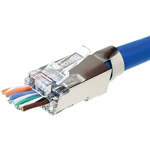 IDEAL 85-368 CAT6A, CAT6, CAT5e Shielded Feed-Thru RJ-45 for 0.048" Max. Conductors, 25-Card