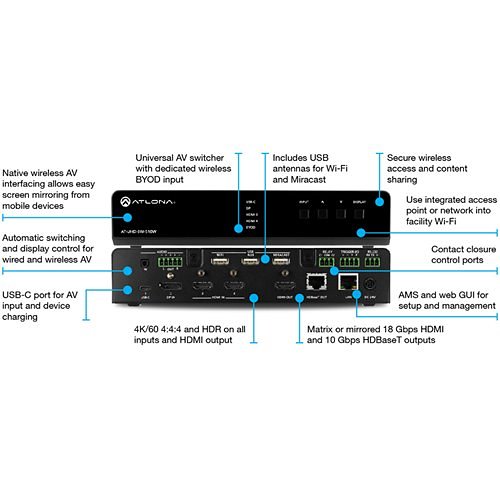 Atlona AT-UHD-SW-510W 4k/UHD Five-Input Universal Matrix Switcher