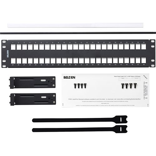 Belden AX103115 KeyConnect 48-Port Flat Patch Panel, 2U RMS, Black