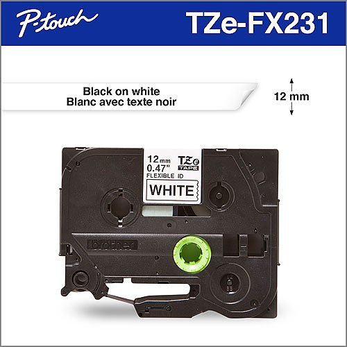 Brother TZEFX231 Black on White Flexible ID 12mm