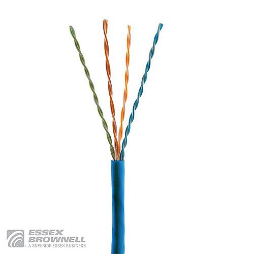Superior Essex U6500-004-RBL2 PureNet CAT6 Riser Cable, 23/4 Solid BC, 500MHZ UTP, CMR, 1000' (304.8m) Box, Blue