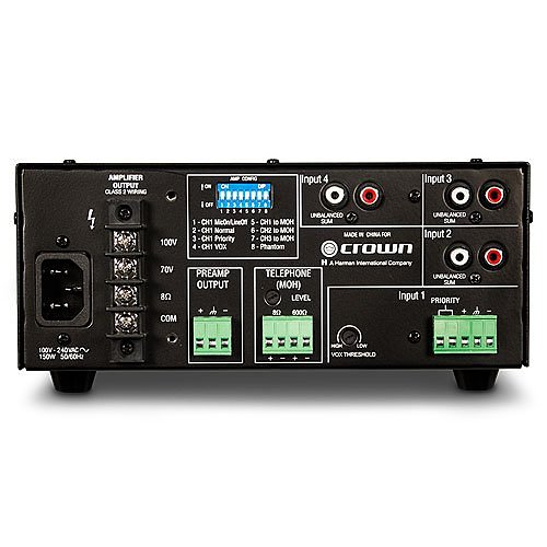 Crown 160MA 4-Input 60W Mixer-Amplifier, 70V/100V, 8 Ohms