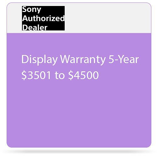Sony Pro SPSDISP04EW5 Display 5-Year Warranty, $3501 to $4500
